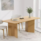 Table à manger PexFix 67 x 33,5 en bois massif naturel de style ferme avec pieds en V et plateau en bois carré pour salles à manger modernes et réunions de famille