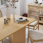 Table à manger PexFix 67 x 33,5 en bois massif naturel de style ferme avec pieds en V et plateau en bois carré pour salles à manger modernes et réunions de famille