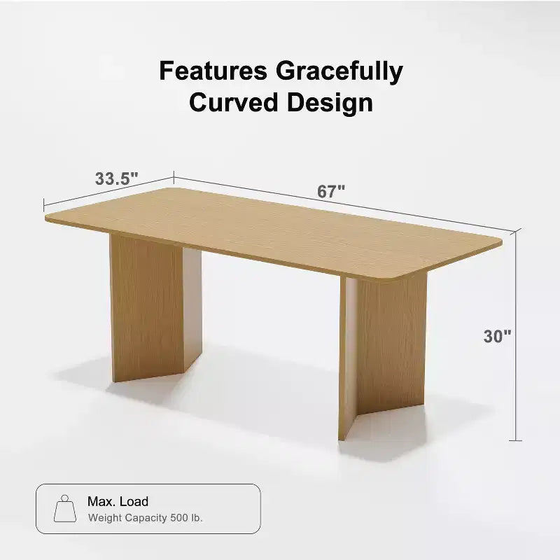 Table à manger PexFix 67 x 33,5 en bois massif naturel de style ferme avec pieds en V et plateau en bois carré pour salles à manger modernes et réunions de famille