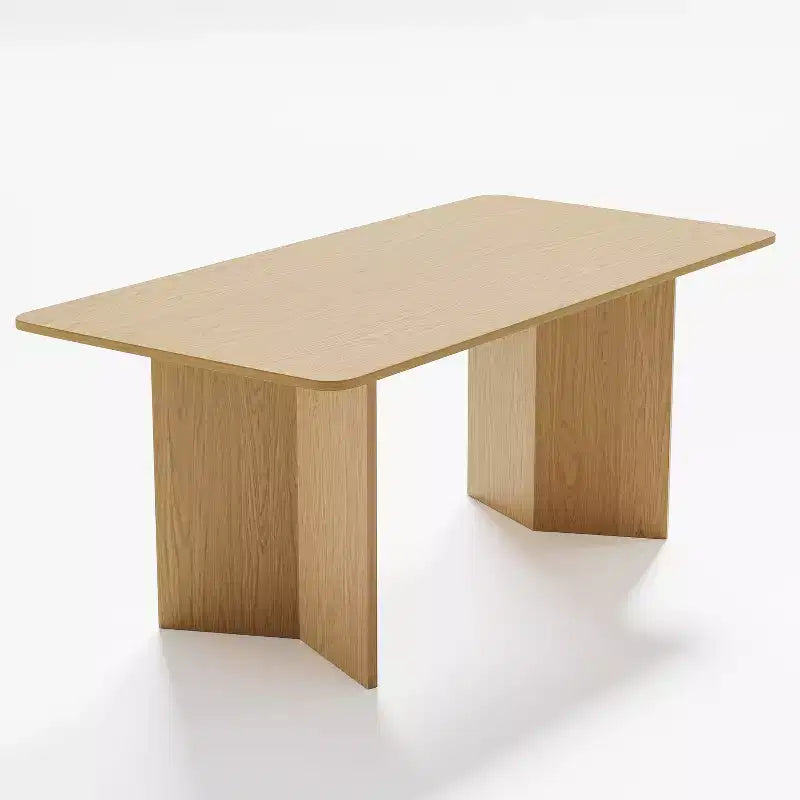 Table à manger PexFix 67 x 33,5 en bois massif naturel de style ferme avec pieds en V et plateau en bois carré pour salles à manger modernes et réunions de famille