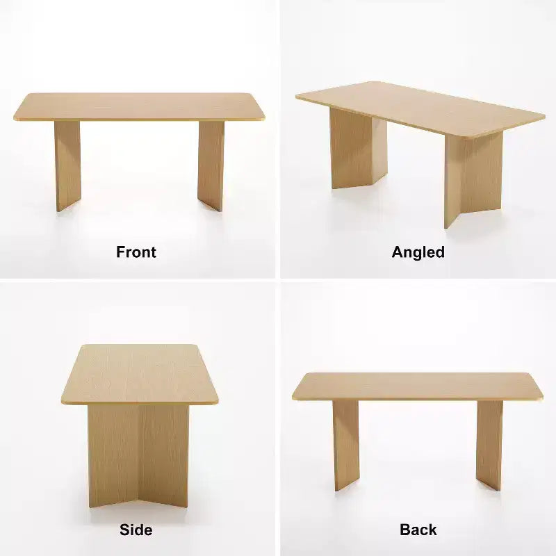 Table à manger PexFix 67 x 33,5 en bois massif naturel de style ferme avec pieds en V et plateau en bois carré pour salles à manger modernes et réunions de famille