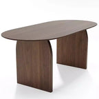 PexFix Table de salle à manger en bois massif 67 x 33,5 avec pieds arqués, table de cuisine ovale finition noyer pour salle à manger