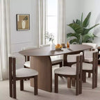 PexFix Table de salle à manger en bois massif 67 x 33,5 avec pieds arqués, table de cuisine ovale finition noyer pour salle à manger