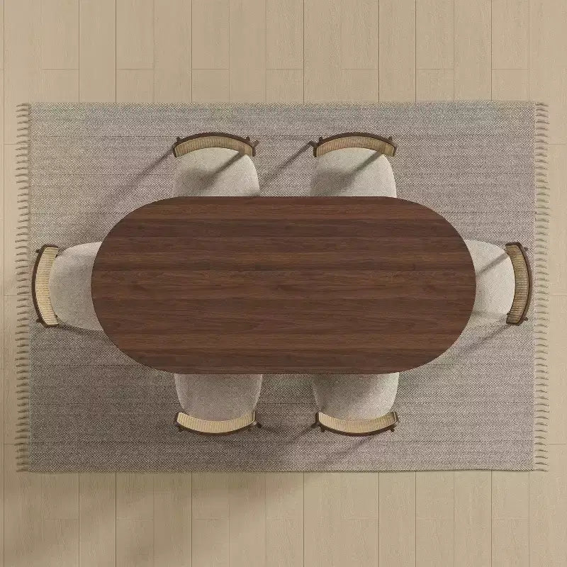 PexFix Table de salle à manger en bois massif 67 x 33,5 avec pieds arqués, table de cuisine ovale finition noyer pour salle à manger