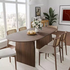 PexFix Table de salle à manger en bois massif 67 x 33,5 avec pieds arqués, table de cuisine ovale finition noyer pour salle à manger