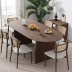 PexFix Table de salle à manger en bois massif 67 x 33,5 avec pieds arqués, table de cuisine ovale finition noyer pour salle à manger