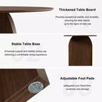 PexFix Table de salle à manger en bois massif 67 x 33,5 avec pieds arqués, table de cuisine ovale finition noyer pour salle à manger