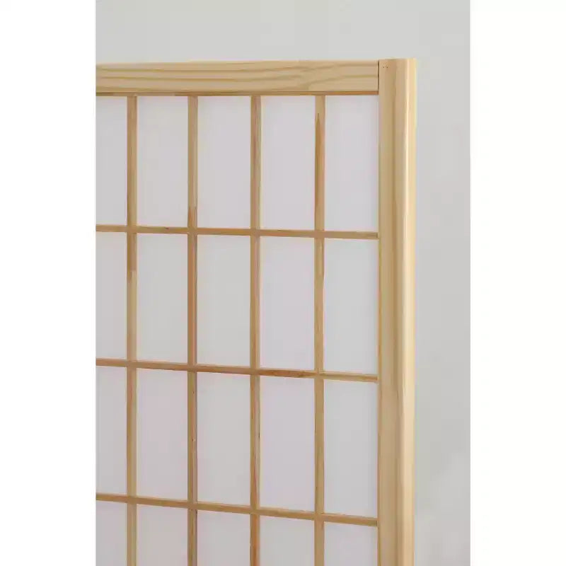 Séparateur de pièce MAYEERTY à 4 panneaux pour l'intimité, pour le bureau à domicile, en bois naturel et papier