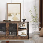 Meuble TV Acekool 63" style ferme - Console multimédia rustique avec portes grillagées pour TV jusqu'à 75 pouces