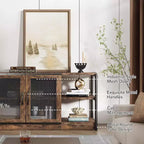 Meuble TV Acekool 63" style ferme - Console multimédia rustique avec portes grillagées pour TV jusqu'à 75 pouces