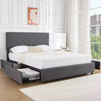 Acekool Queen Bed - Adjustable Headboard & Storage
