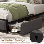 Lit Acekool Queen Size - Tête de lit avec rangement et prise de charge