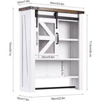 Meuble haut de salle de bain mural avec porte coulissante type grange et étagère réglable, meuble de rangement style ferme au-dessus des toilettes avec porte-serviettes, adapté pour la salle de bain