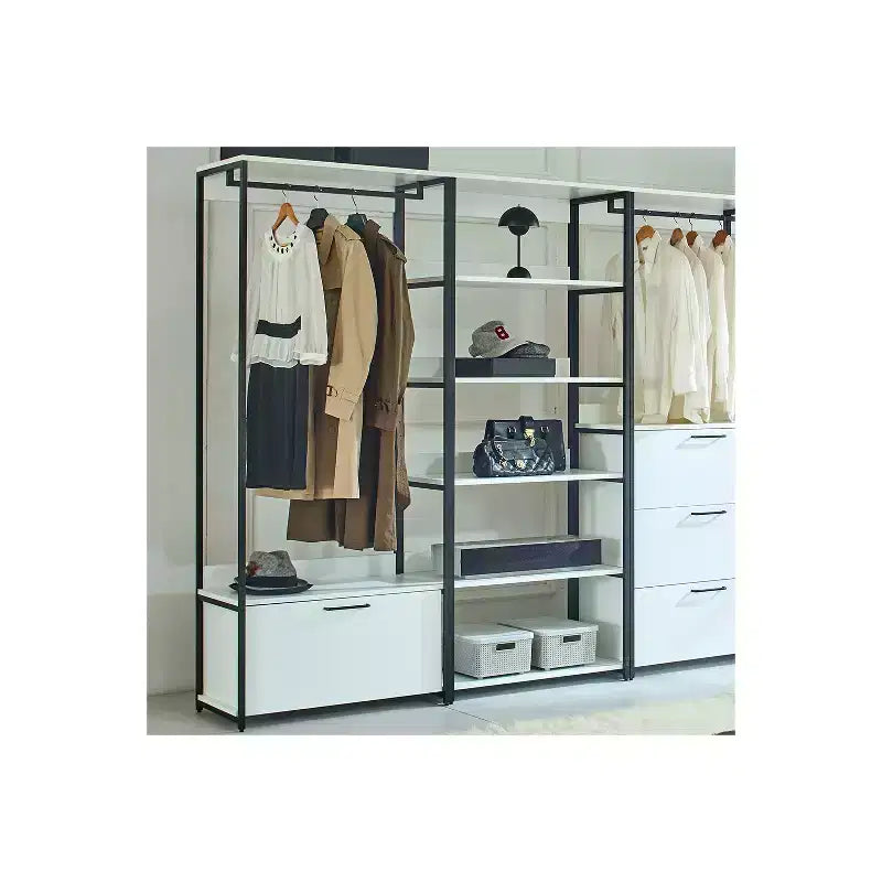Système de placard HomeStock 77,7 po (H) x 31,5 po (l) en bois composite blanc pour rangement universel avec bacs de rangement