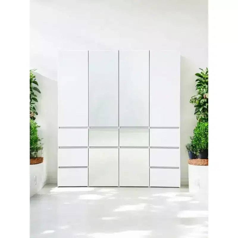 HomeStock 70,9 po H x 17,72 po L Système de rangement de placard en bois composite blanc pour rangement universel avec bacs de rangement