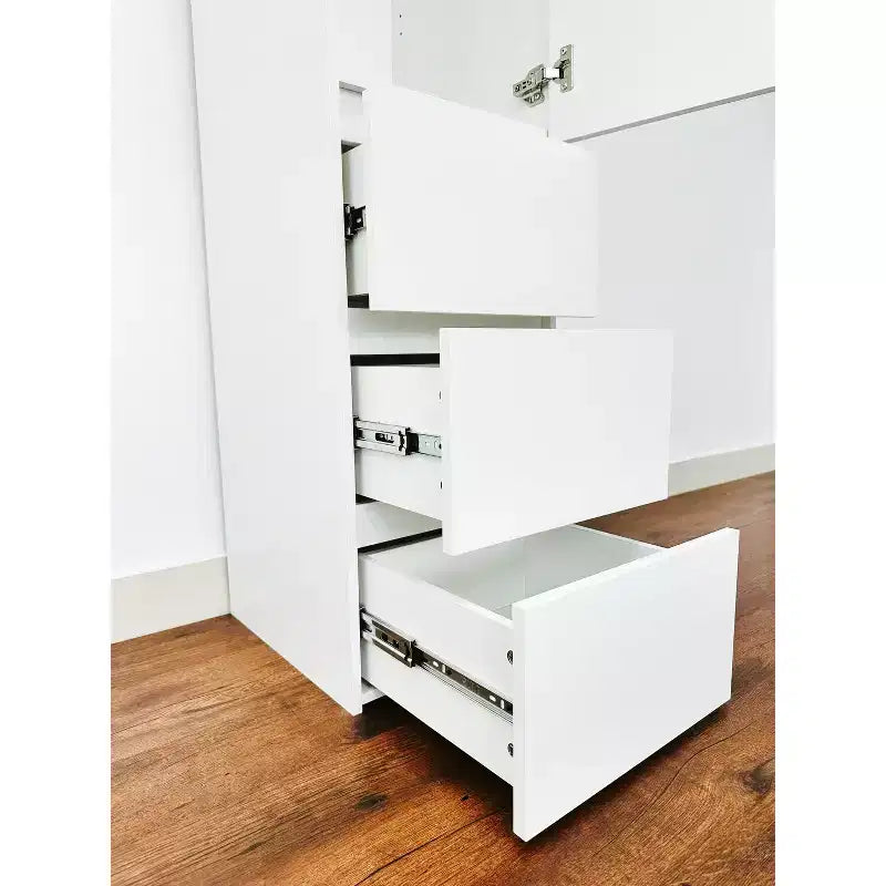 HomeStock 70,9 po H x 17,72 po L Système de rangement de placard en bois composite blanc pour rangement universel avec bacs de rangement