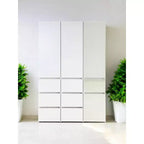 HomeStock 70,9 po H x 17,72 po L Système de rangement de placard en bois composite blanc pour rangement universel avec bacs de rangement