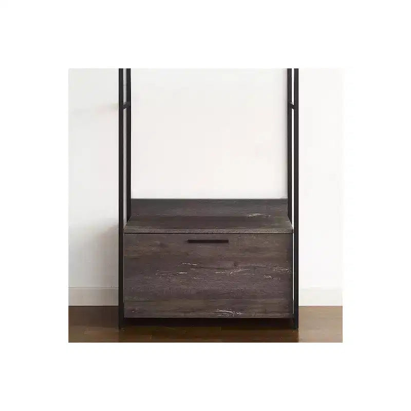 HomeStock Système de rangement pour placard en bois composite noir 77,7 po H x 31,5 po L avec bacs de rangement pour un rangement universel