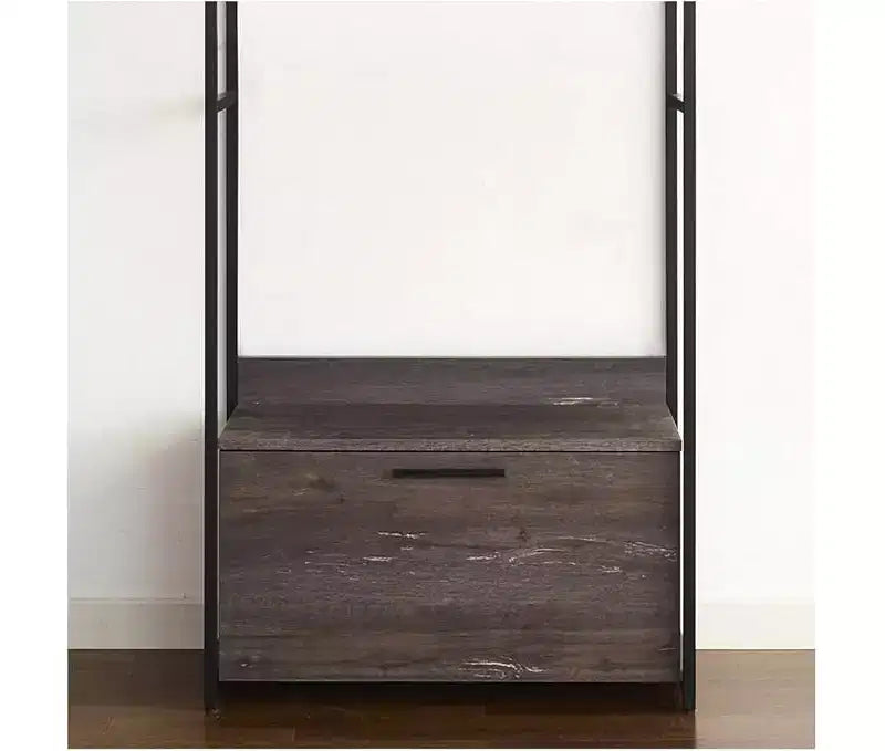 HomeStock Système de rangement pour placard en bois composite noir 77,7 po H x 31,5 po L avec bacs de rangement pour un rangement universel