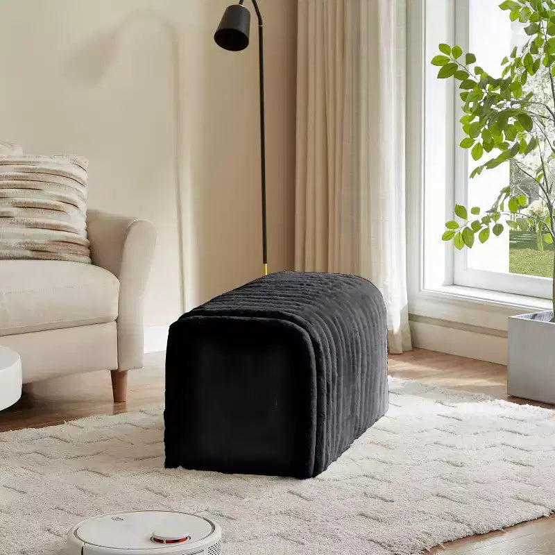 Banc de rangement ottoman TUYOHW, banc en velours côtelé pour animaux de compagnie, nid de chat à cacher pour le salon, l'entrée et la chambre à coucher, noir