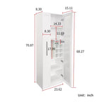 GDFStudio Dillon Armoire haute multifonctionnelle moderne en bois de 70,8 po avec étagères coulissantes et étagères à vin