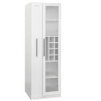 GDFStudio Dillon Armoire haute multifonctionnelle moderne en bois de 70,8 po avec étagères coulissantes et étagères à vin