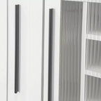 GDFStudio Dillon Armoire haute multifonctionnelle moderne en bois de 70,8 po avec étagères coulissantes et étagères à vin