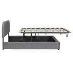 Lit plateforme capitonné en polaire Teddy Whisen Queen Size avec tête de lit incurvée et rangement hydraulique