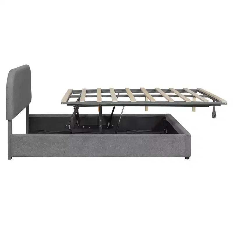 Lit plateforme capitonné en polaire Teddy Whisen Queen Size avec tête de lit incurvée et rangement hydraulique