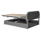 Lit plateforme capitonné en polaire Teddy Whisen Queen Size avec tête de lit incurvée et rangement hydraulique