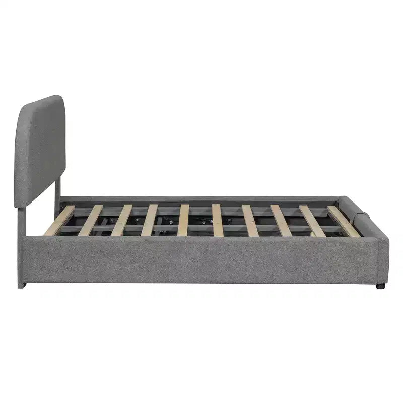 Lit plateforme capitonné en polaire Teddy Whisen Queen Size avec tête de lit incurvée et rangement hydraulique
