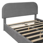 Lit plateforme capitonné en polaire Teddy Whisen Queen Size avec tête de lit incurvée et rangement hydraulique