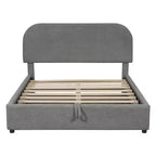 Lit plateforme capitonné en polaire Teddy Whisen Queen Size avec tête de lit incurvée et rangement hydraulique