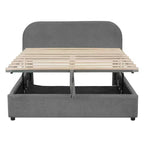 Lit plateforme capitonné en polaire Teddy Whisen Queen Size avec tête de lit incurvée et rangement hydraulique