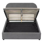 Lit plateforme capitonné en polaire Teddy Whisen Queen Size avec tête de lit incurvée et rangement hydraulique