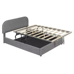 Lit plateforme capitonné en polaire Teddy Whisen Queen Size avec tête de lit incurvée et rangement hydraulique