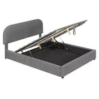 Lit plateforme capitonné en polaire Teddy Whisen Queen Size avec tête de lit incurvée et rangement hydraulique