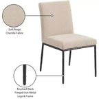 Meridian Furniture, Chaises de salle à manger Reeves en tissu chenille, lot de 2