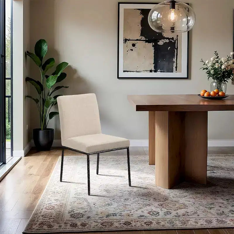Meridian Furniture, Chaises de salle à manger Reeves en tissu chenille, lot de 2