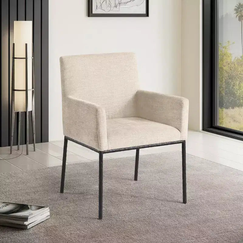 Meridian Furniture, Chaises de salle à manger Reeves en tissu chenille, lot de 2