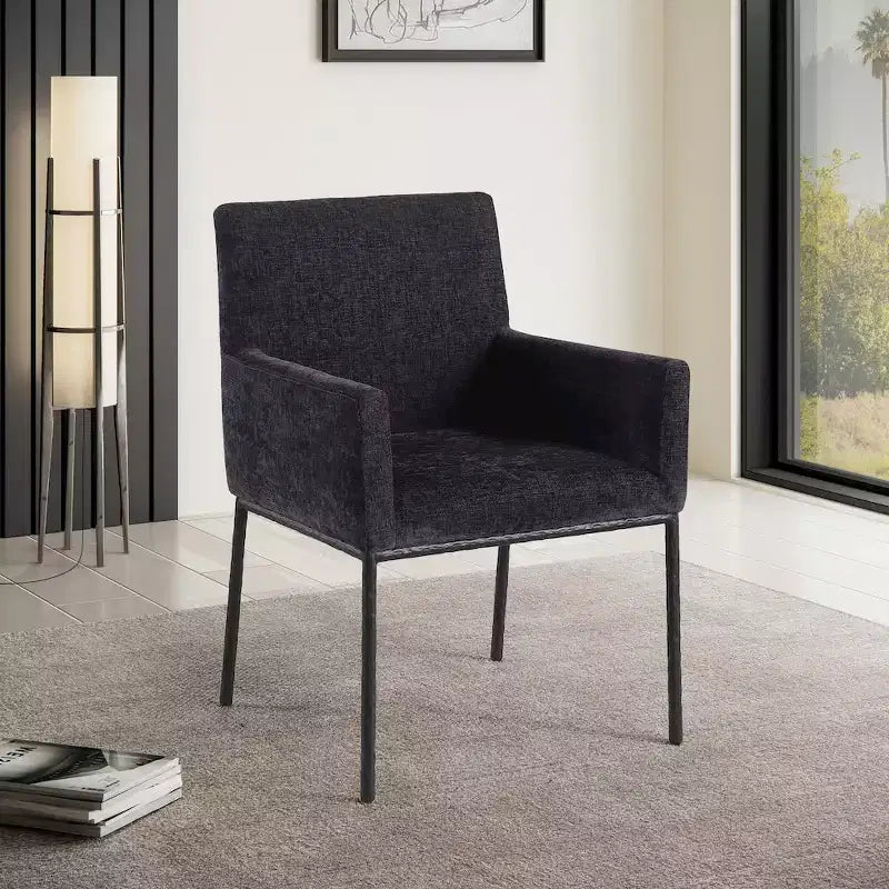 Meridian Furniture, Chaises de salle à manger Reeves en tissu chenille, lot de 2