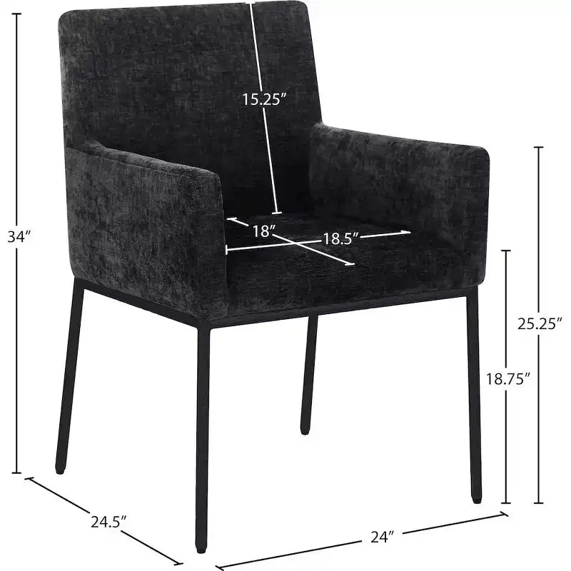 Meridian Furniture, Chaises de salle à manger Reeves en tissu chenille, lot de 2