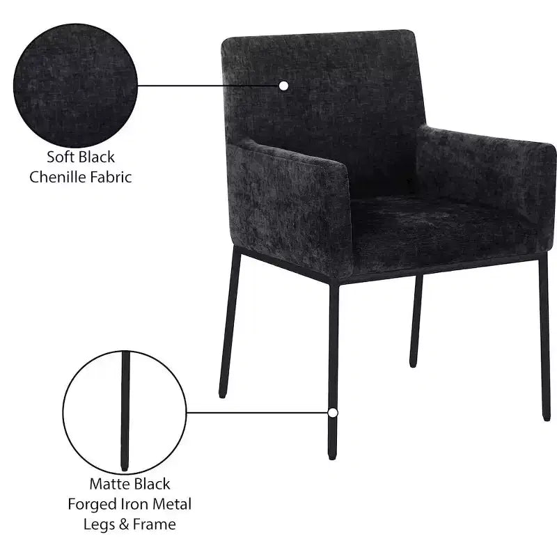 Meridian Furniture, Chaises de salle à manger Reeves en tissu chenille, lot de 2