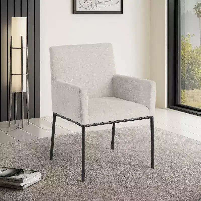 Meridian Furniture, Chaises de salle à manger Reeves en tissu chenille, lot de 2