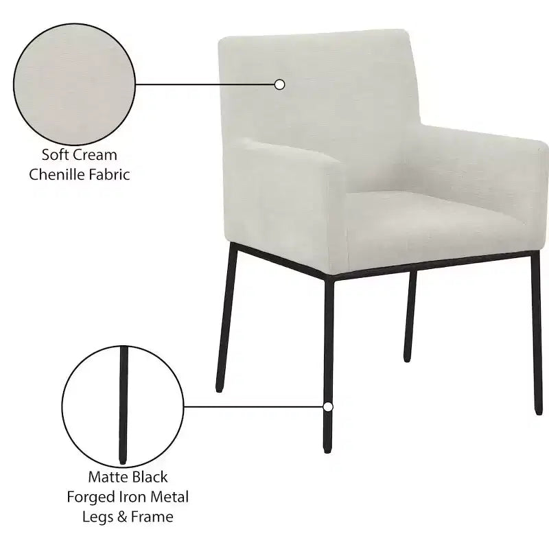 Meridian Furniture, Chaises de salle à manger Reeves en tissu chenille, lot de 2