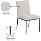 Meridian Furniture, Chaises de salle à manger Reeves en tissu chenille, lot de 2