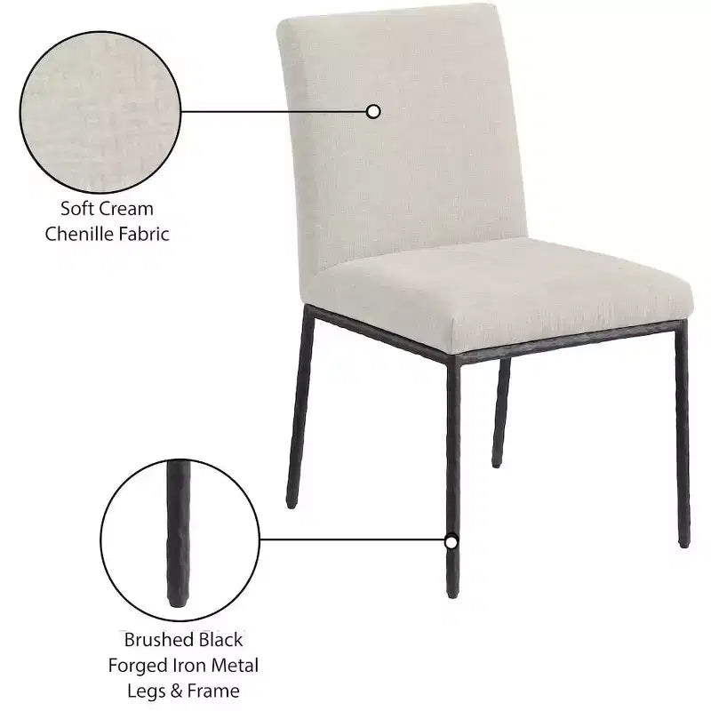 Meridian Furniture, Chaises de salle à manger Reeves en tissu chenille, lot de 2