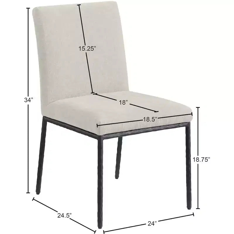 Meridian Furniture, Chaises de salle à manger Reeves en tissu chenille, lot de 2