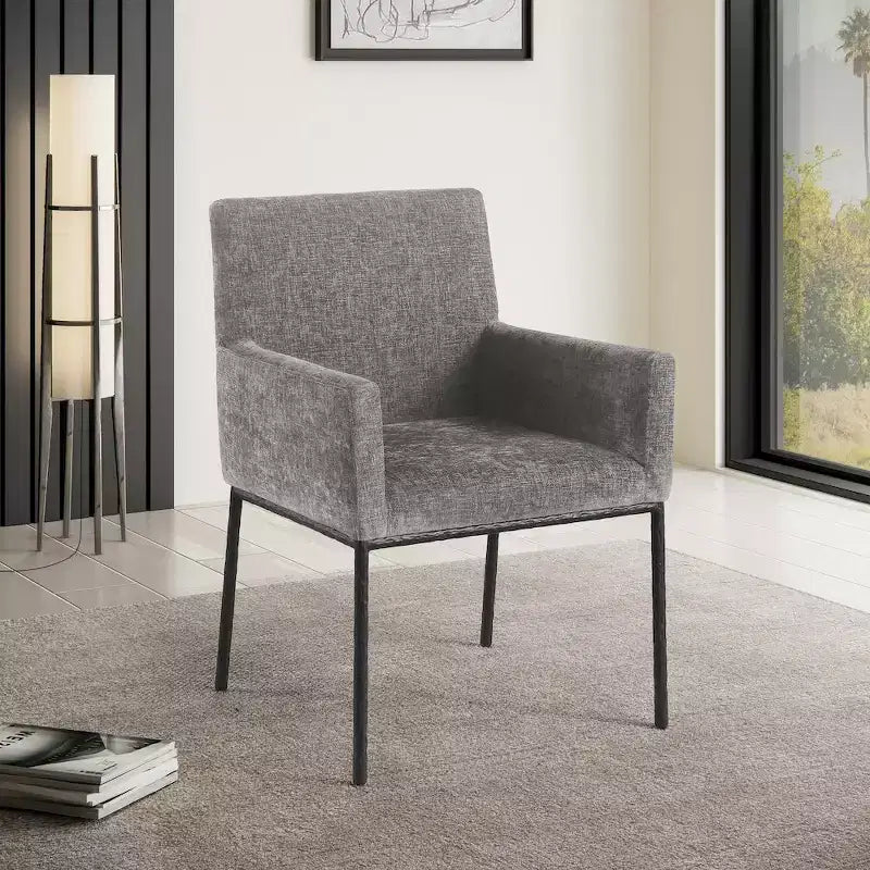Meridian Furniture, Chaises de salle à manger Reeves en tissu chenille, lot de 2