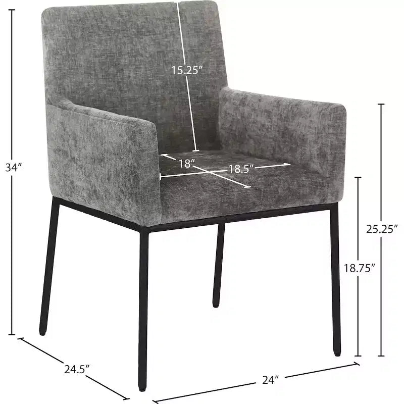 Meridian Furniture, Chaises de salle à manger Reeves en tissu chenille, lot de 2